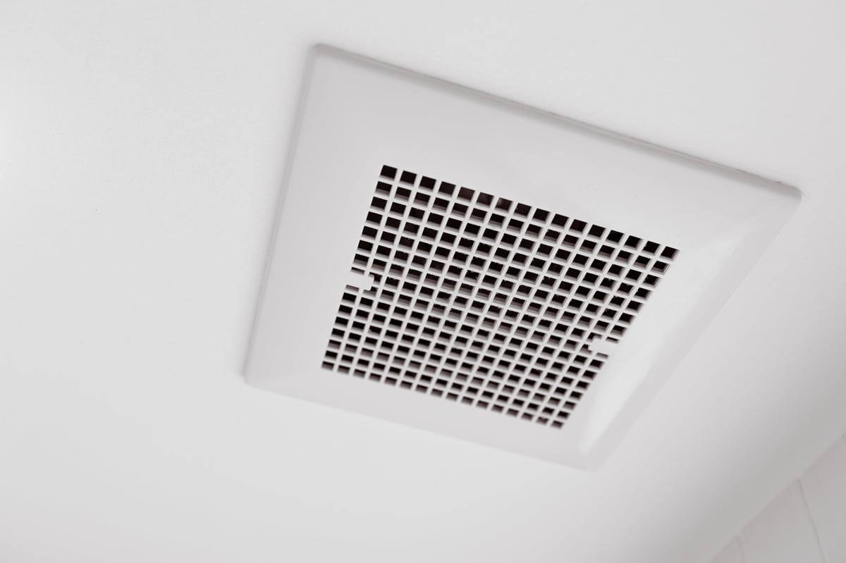 Toilet air ventilator. Bathroom fan air flow grill for room deodorizing and dehumidifying.