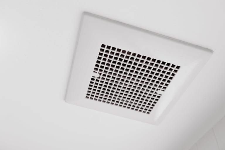 Toilet air ventilator. Bathroom fan air flow grill for room deodorizing and dehumidifying.