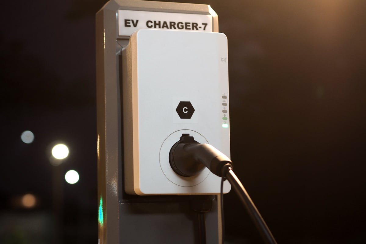 EV charging and electric car, Electric car charging station for charge EV battery