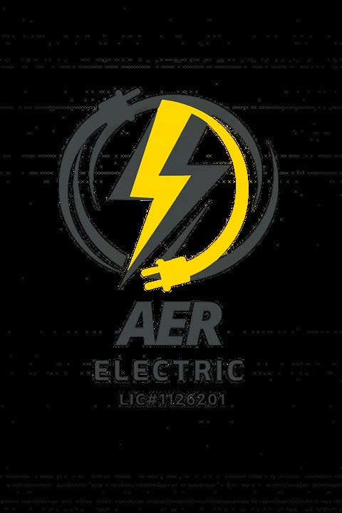 AER Electric logo with yellow lightning bolt and license number LIC1126201